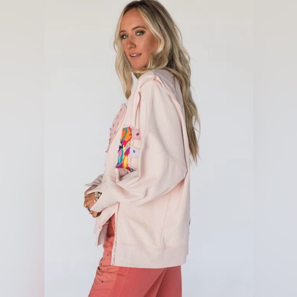 Easel Multicolor “LOVE” Patchwork Sweater - Picture 3 of 5